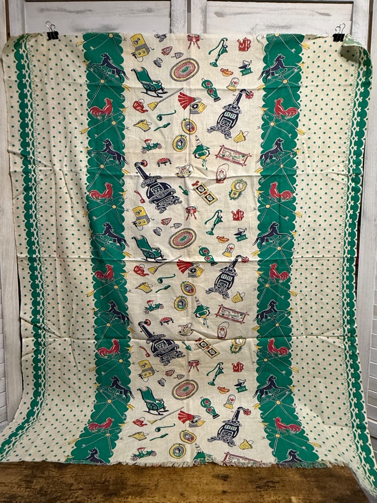 Vintage Feed Sack Fabric Country Home Pattern 1920s 30s Antique 36” x 44 1/2”