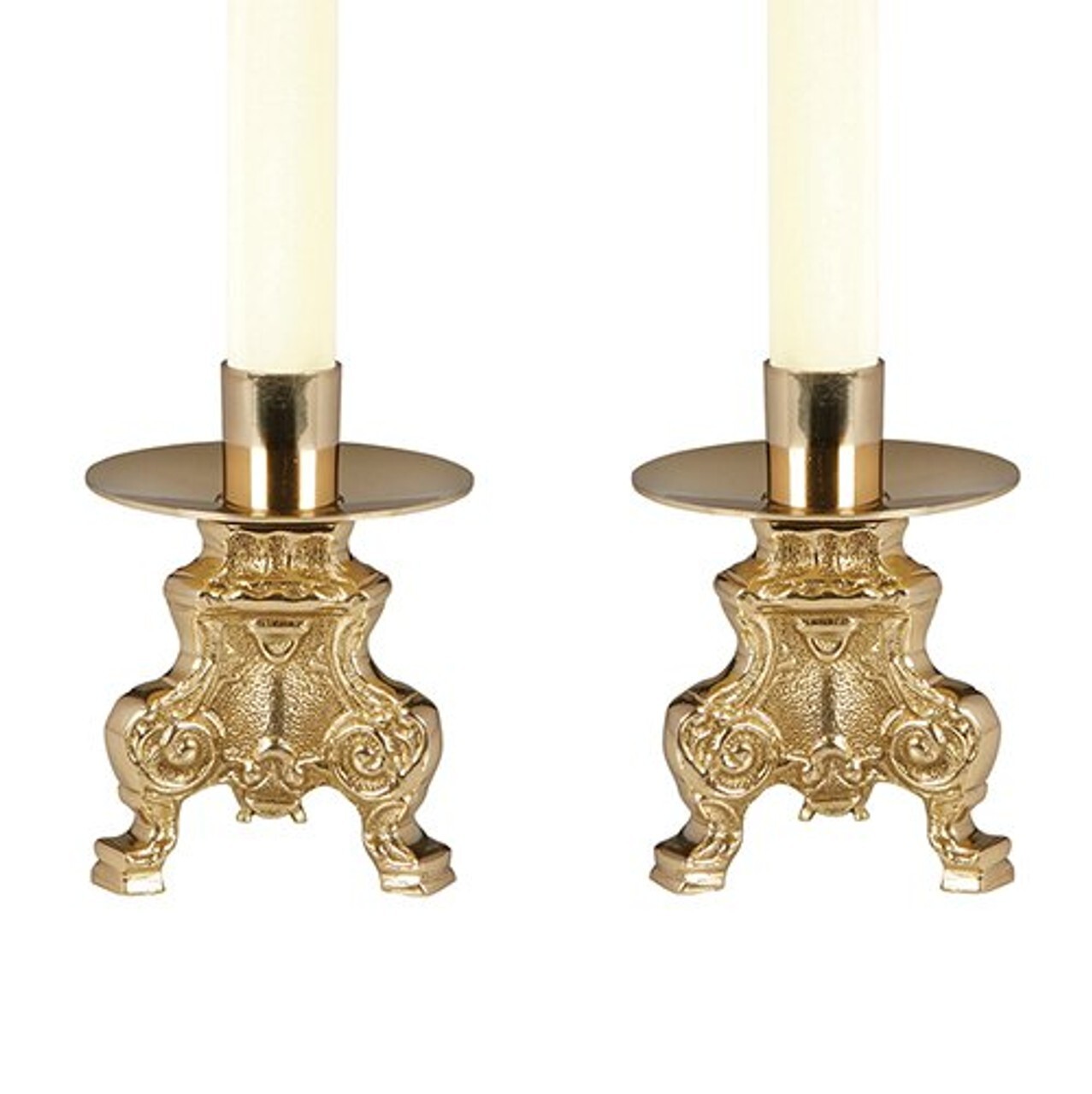 Small Altar Candlesticks - Pair, Set of 2 Brass Altar Candleholders 4.5
