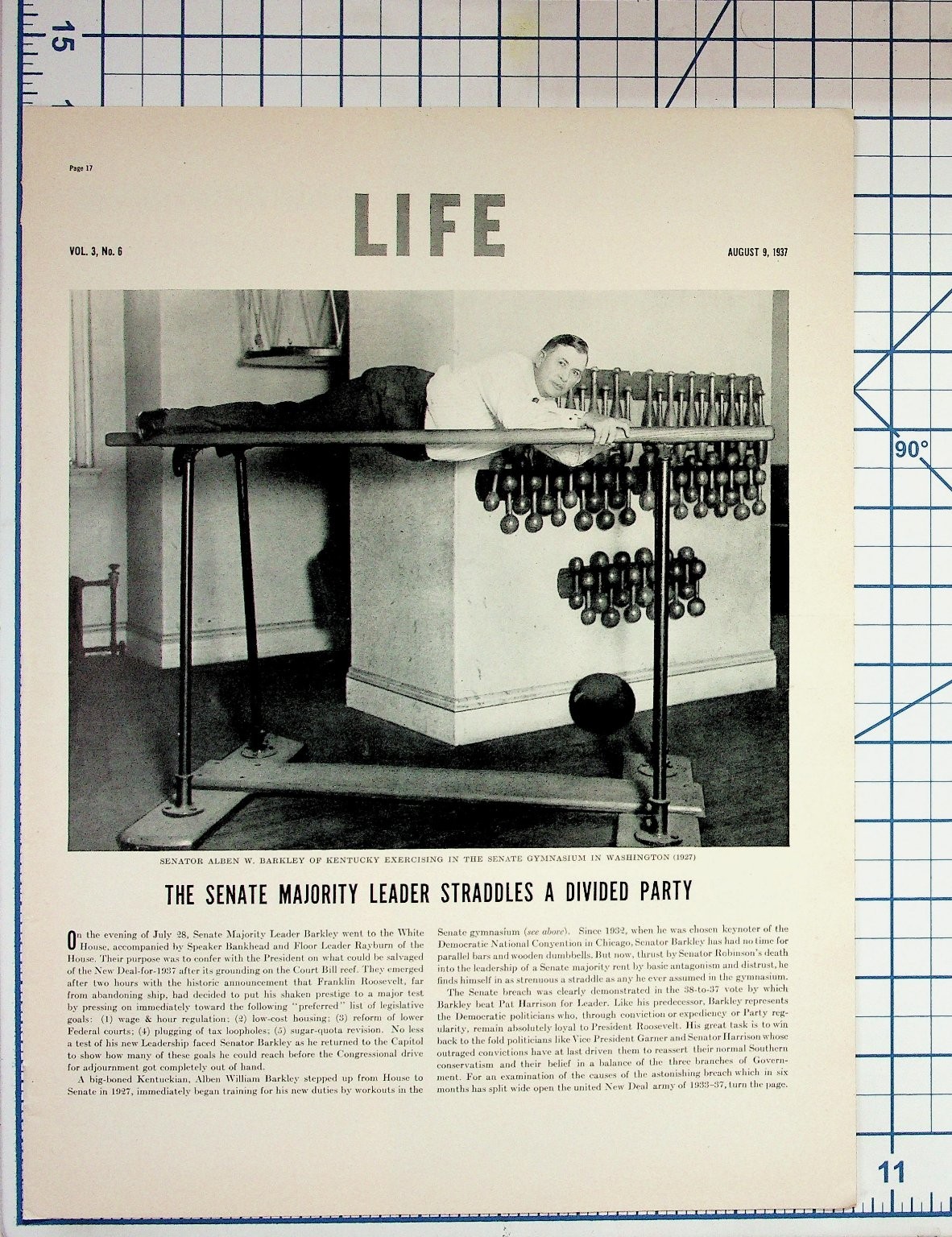 1937 LIFE Magazine Page New Deal Politics Senator Alben Barkley Corcoran Cohen