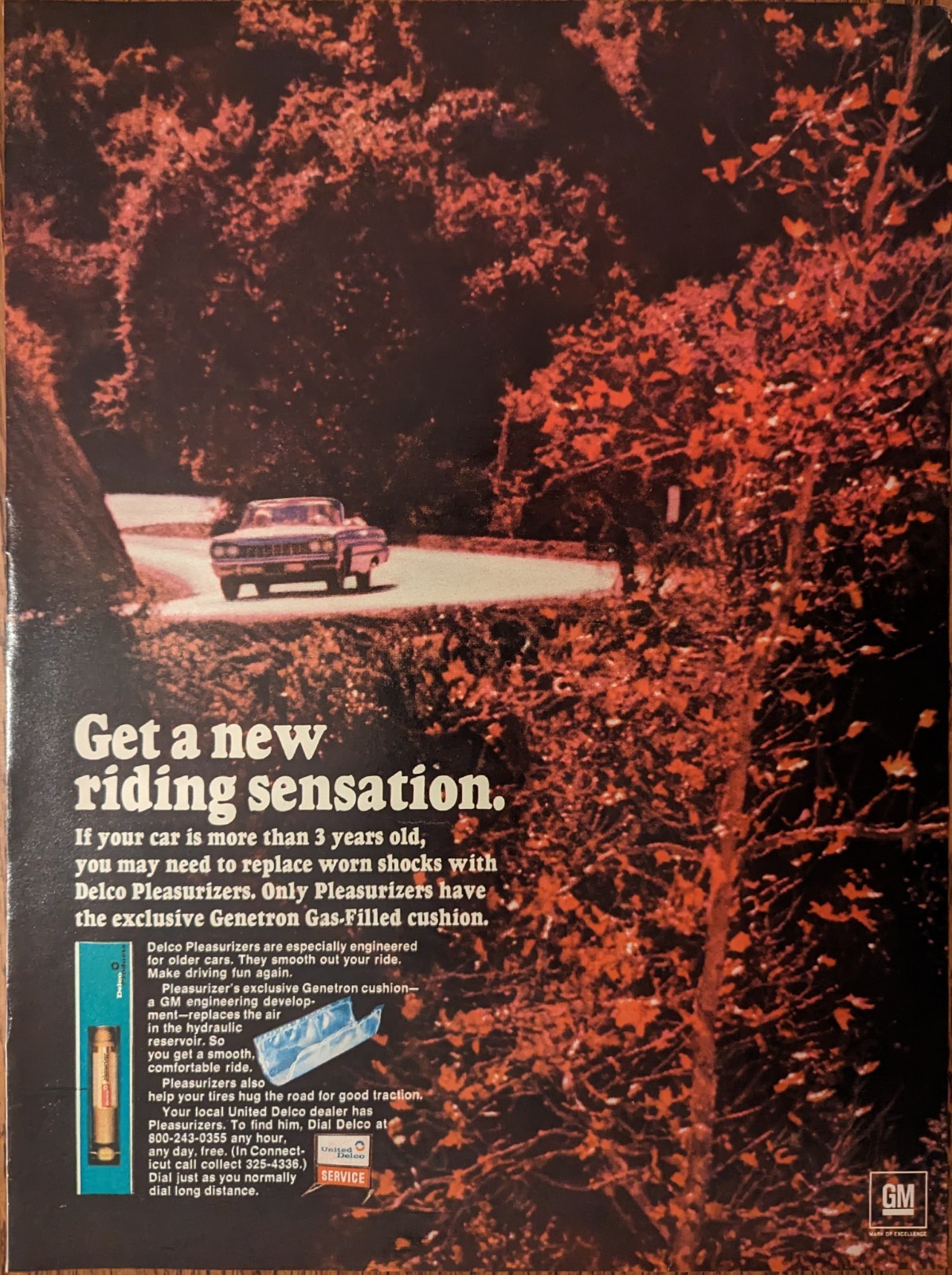 GM United Delco Pleasurizer Shocks Vintage 1968 Folio Auto Car Print Ad