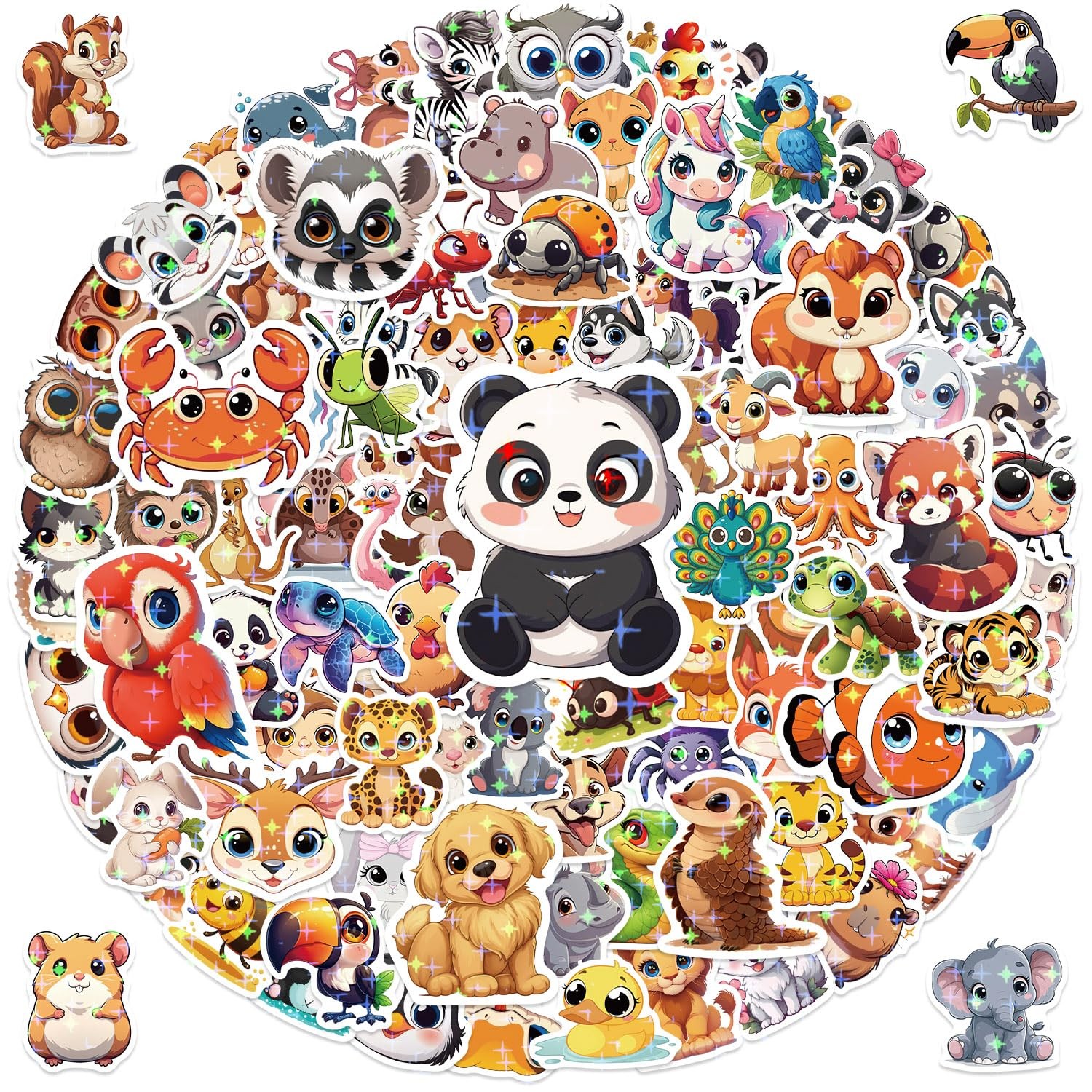 210PCS Holographic Animal Stickers for Adults - Cute Big-Eye Colourful 210PCS Holographic Animal Stickers for Adults - Cute Big-Eye Colourful