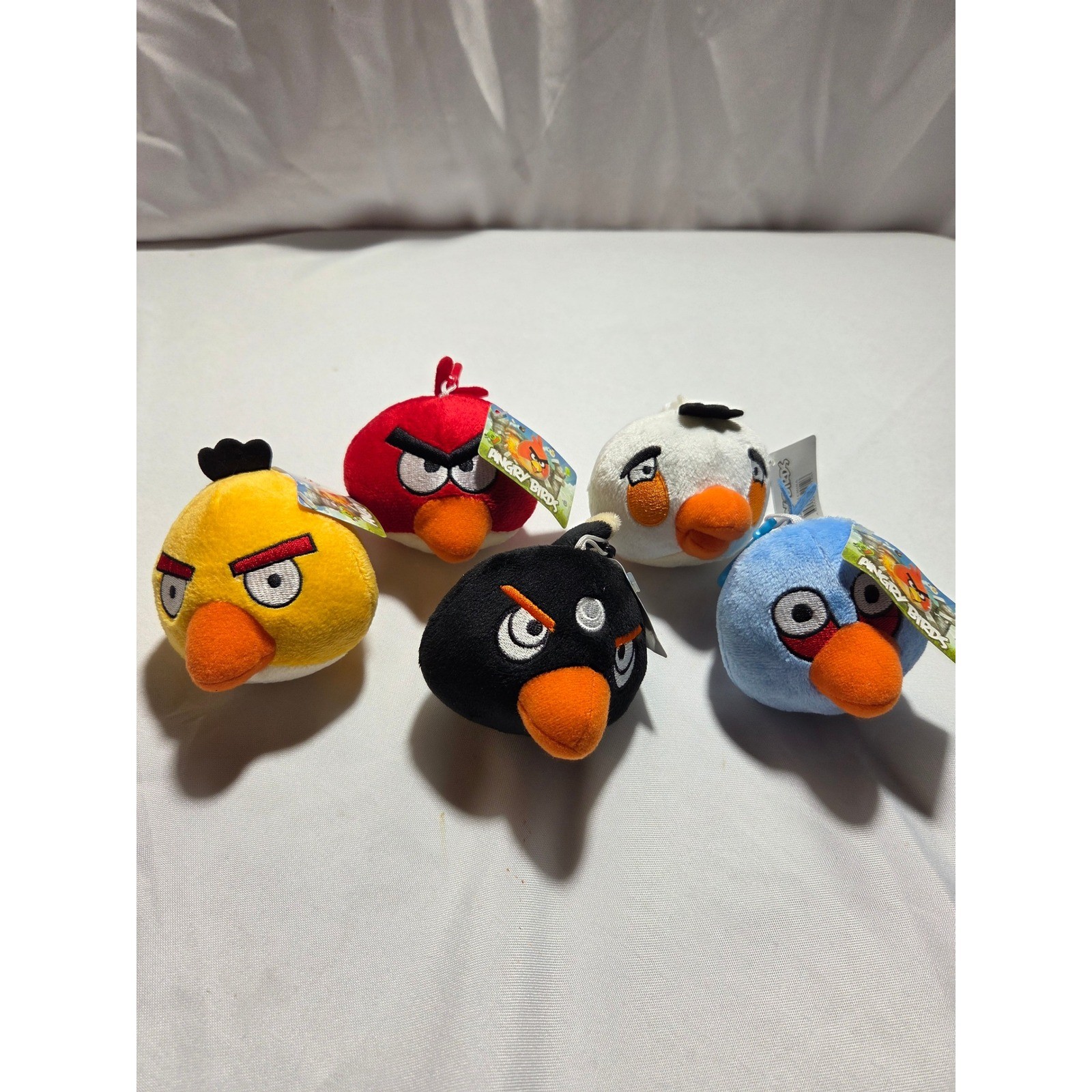 Vtg Y2k Angry Birds Plush Bag Clip Set of 5 Red Chuck Bomb Matilda Jay Rovio NWT