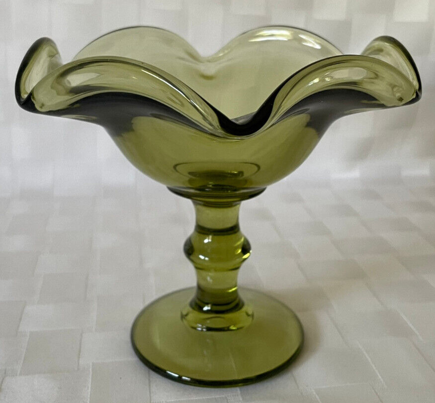 MCM Vintage HOFFMAN HOUSE AVOCADO GREEN Imperial Glass Ohio 5