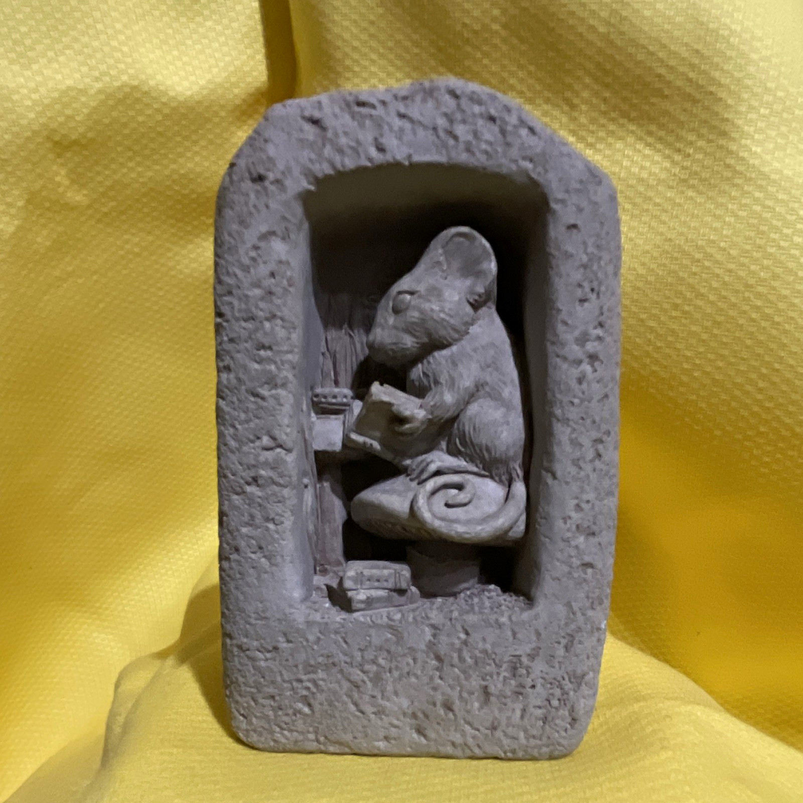 Carruth Studio Cast Stone Bookmouse Wall Plaque Sculpture