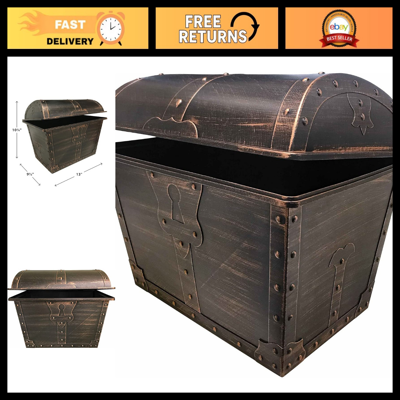 Large Plastic Treasure Chest for Classroom Rewards, Pirate Party Goody Box, 1 Pa Large Plastic Treasure Chest for Classroom Rewards, Pirate Party Goody Box, 1 Pa