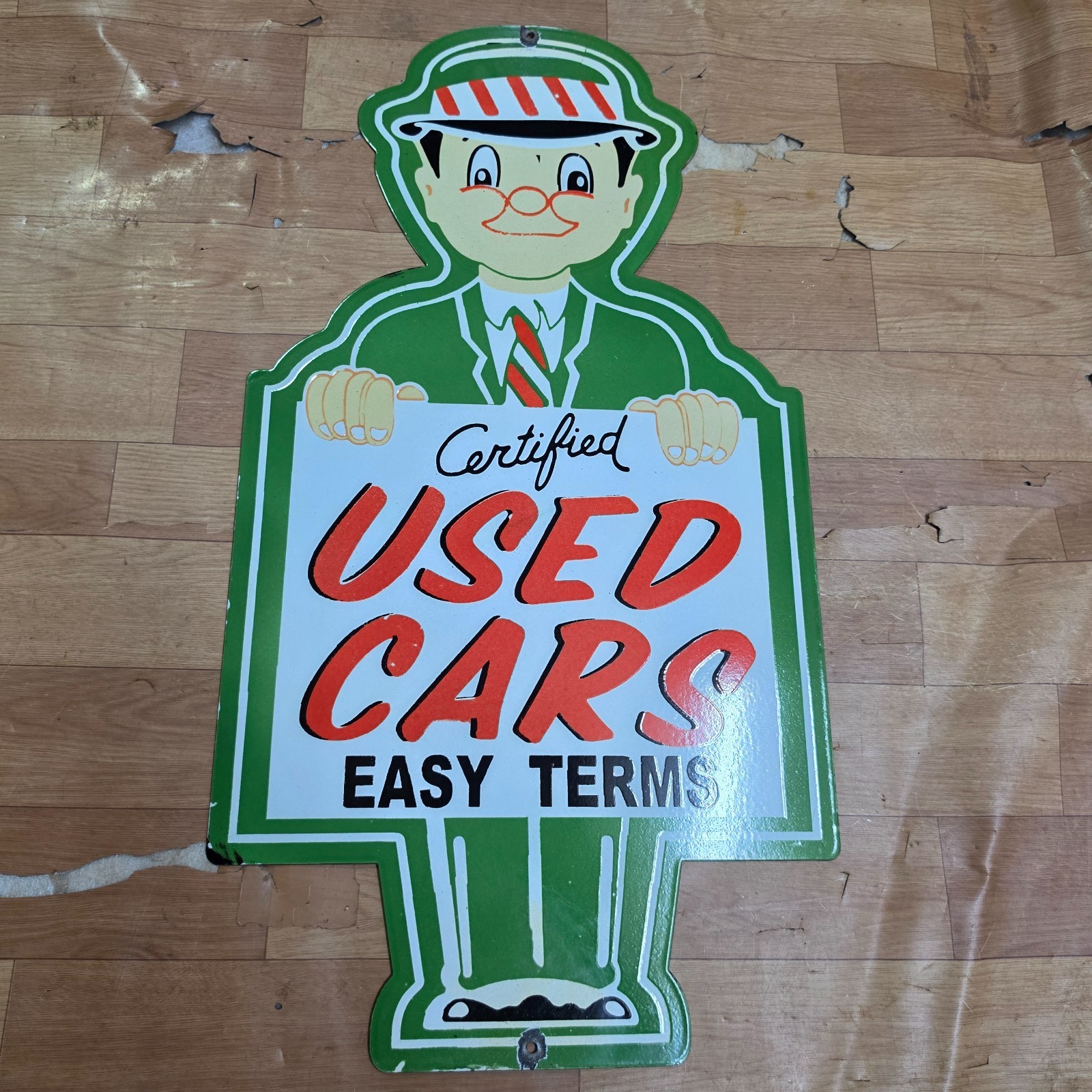 USEDCARS PORCELAIN ENAMEL SIGN 16 X 30 INCHES