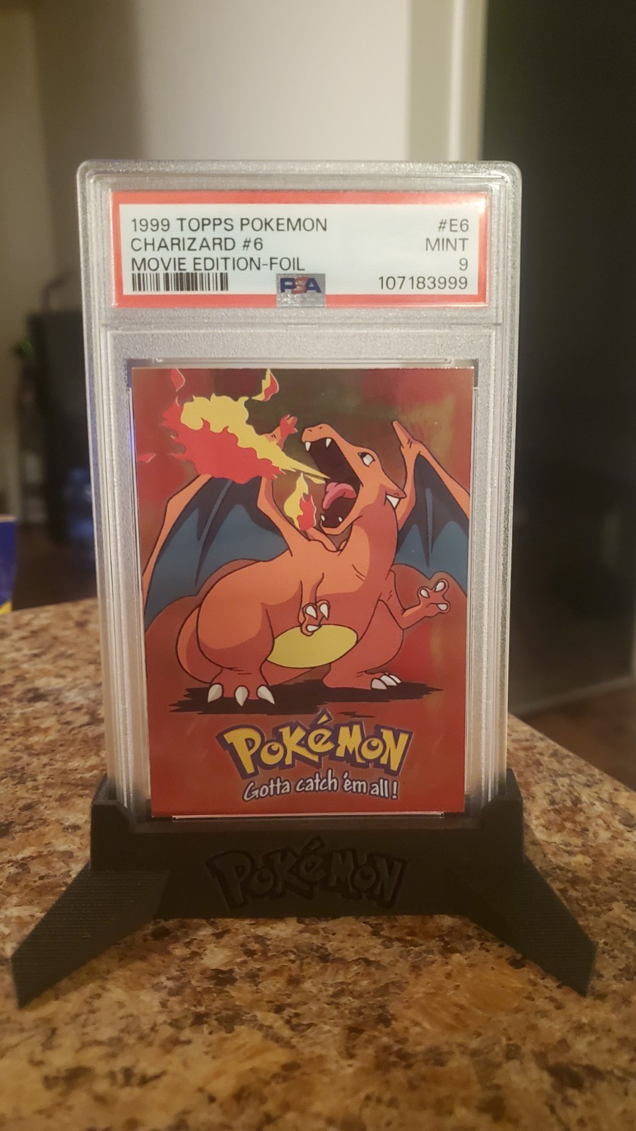 Topps 1999 Pokémon Movie Edition Charizard #6 Foil PSA 9 Trading Card (POP 123)