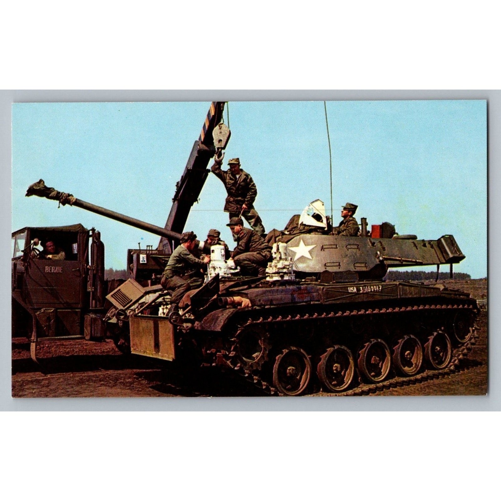 Vintage Fort Hood Texas M-48 Patton Tank Field Maintenance Postcard