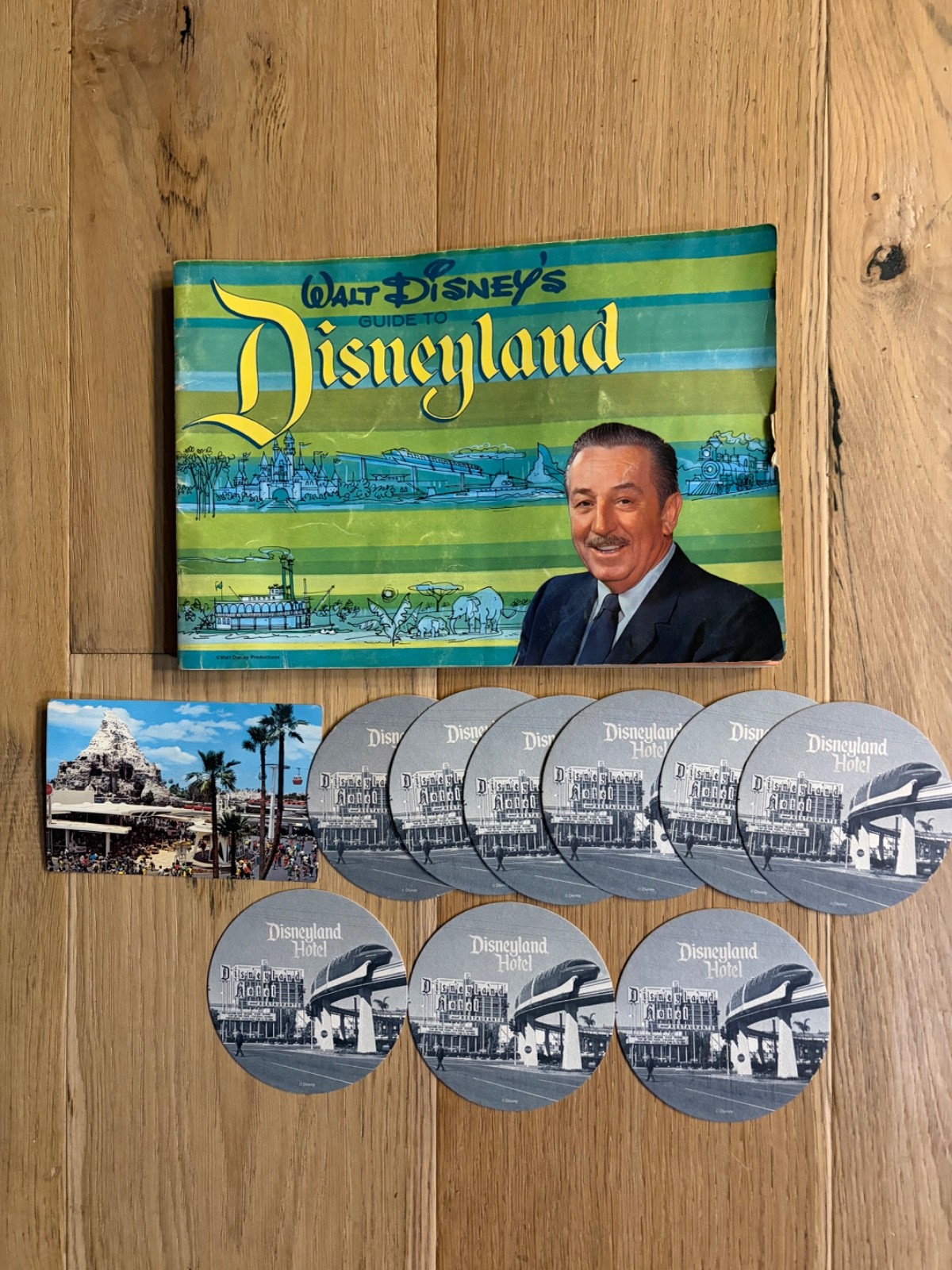 Vintage Guide to Disneyland 1964 Walt Disney Original Booklet , Coasters, &Card