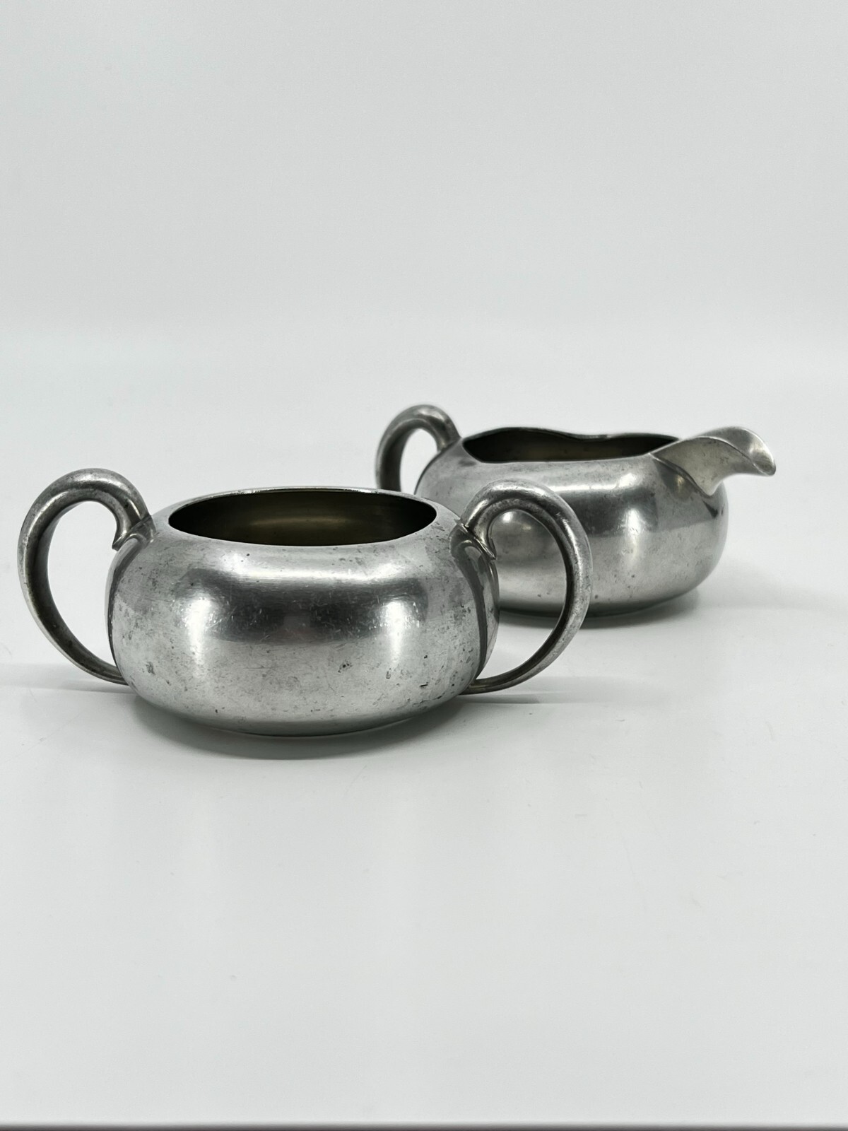 Vintage Art Deco Sugar And Creamer Pewter By Hampden Pewter