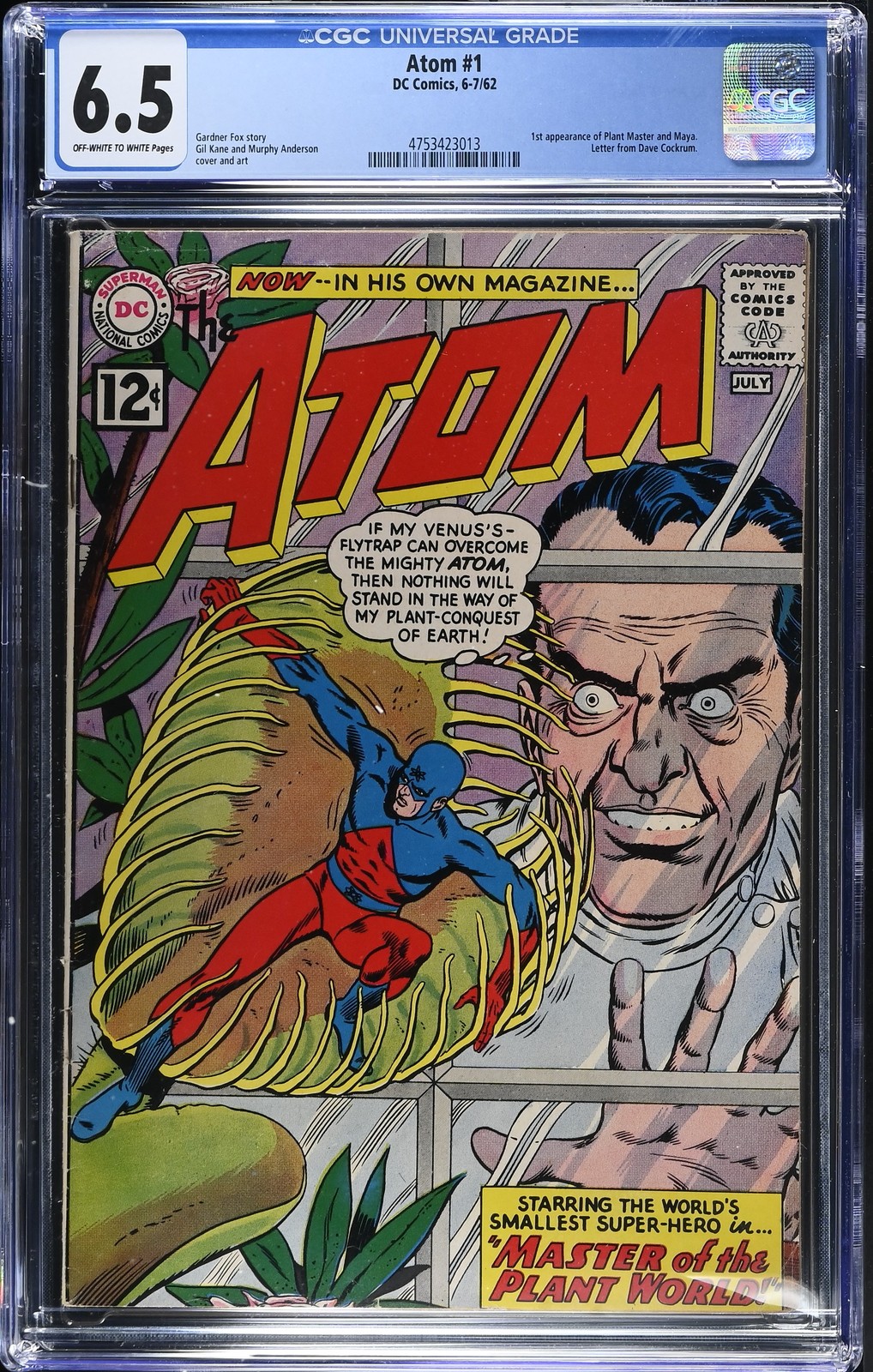 Atom #1 - DC Comics 1962 CGC 6.5 1st appearance of Plant Master and Maya. Letter