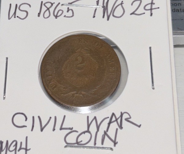 1865 TWO CENT PIECE - SCARCE CiViL WAR COIN. Letters Legible. Collectable