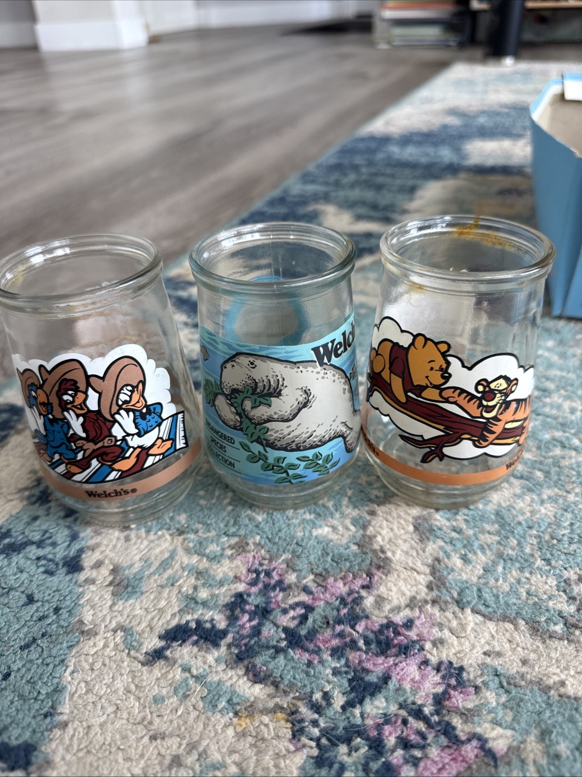 Vintage Welch's Jelly Jars- Winnie The Pooh #4, Manatee And Three caballeros #4