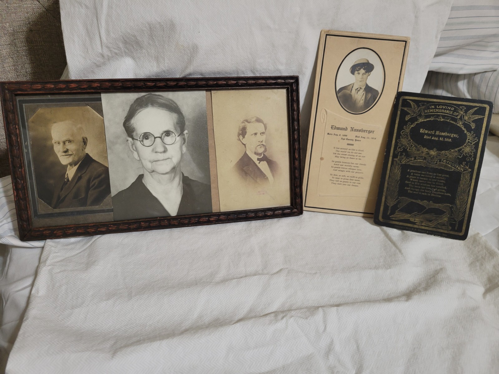 4 Antq/Vntg Cabinet Card Photos 1910s-1930s One Is A Memorial Card & Picture