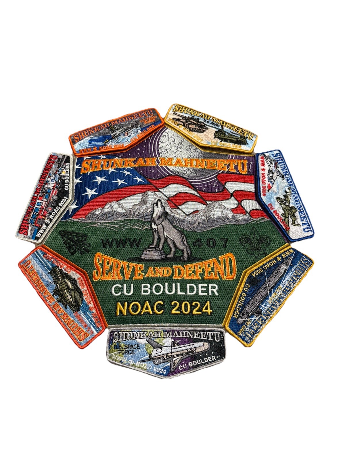 BSA OA Lodge 407 Shunkah Mahneetu 2024 NOAC Complete Military Set If 8 Mint