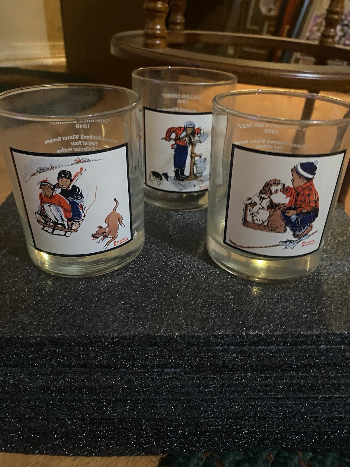 Vintage 1979 Arby\'s Norman Rockwell Pepsi Winter Scenes (Set of 3) Glasses 
