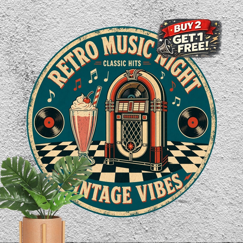 Live Music Cafe Concert Poster Metal Sign Vintage Lounge Decor 8x8