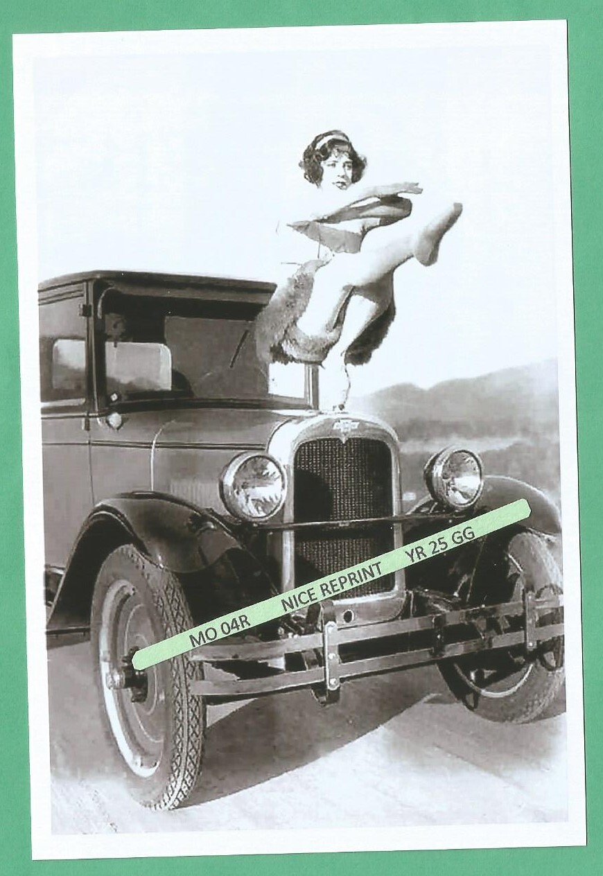Found PHOTO of a Pretty Flapper Girl & Old Car from the 1920's Era