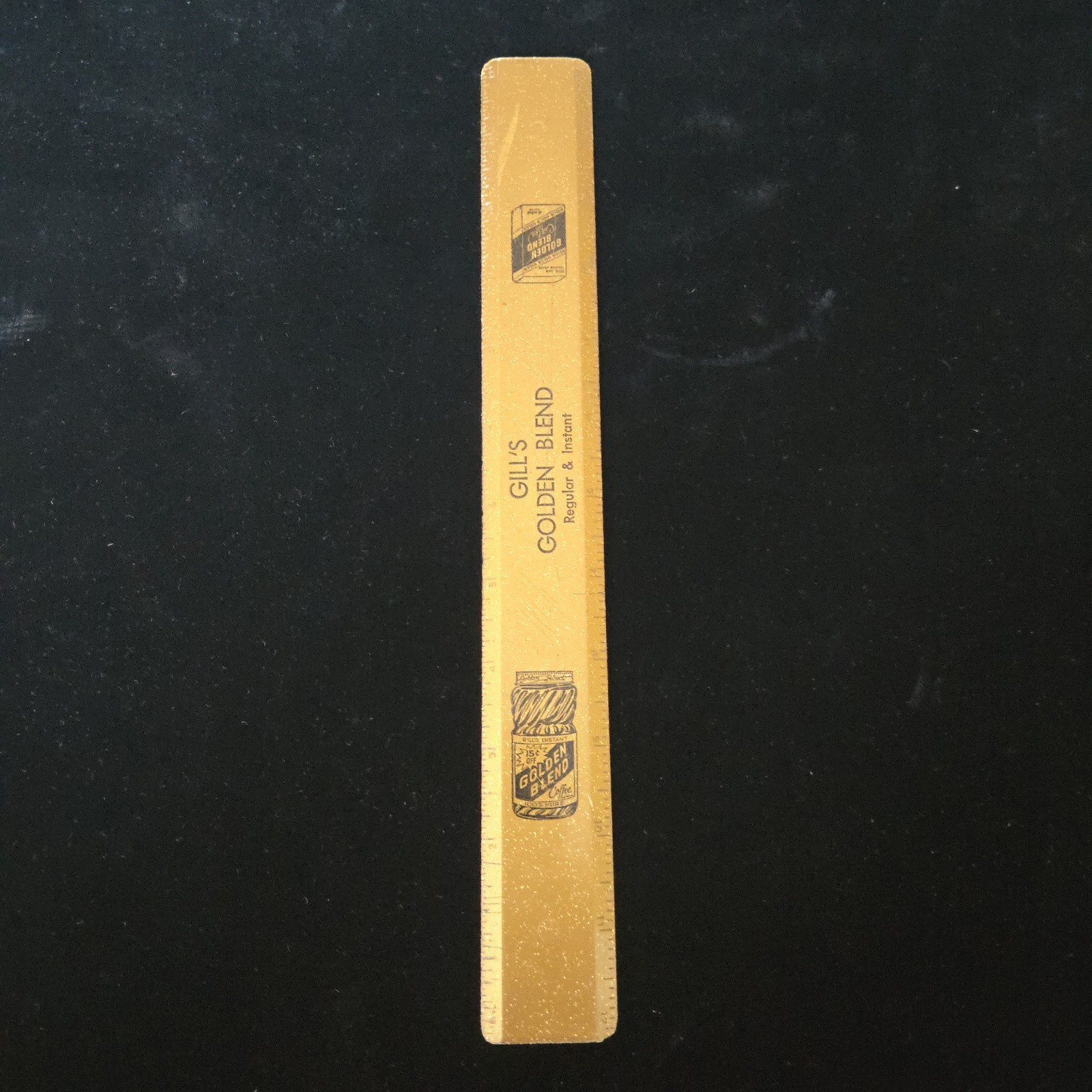 Vintage Gill\'s Golden Blend Coffee Ruler 12in Plastic
