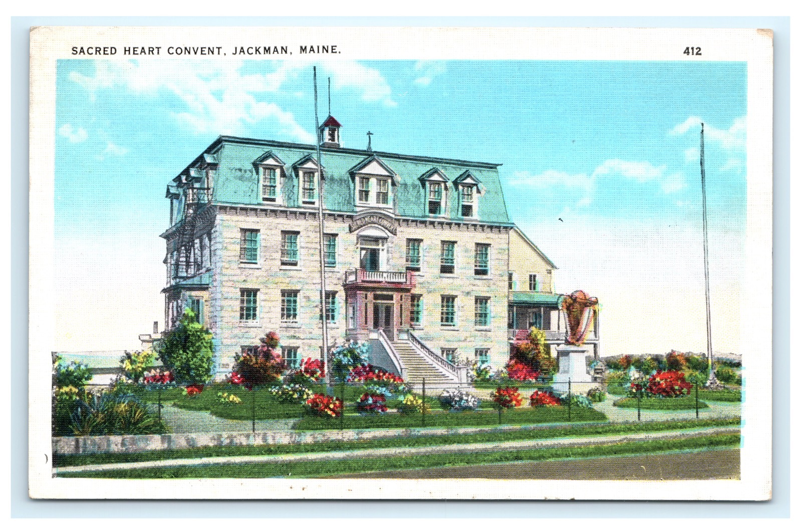 Sacred Heart Convent Jackman Maine ME Postcard Tichnor W.L. Barney Unused A2