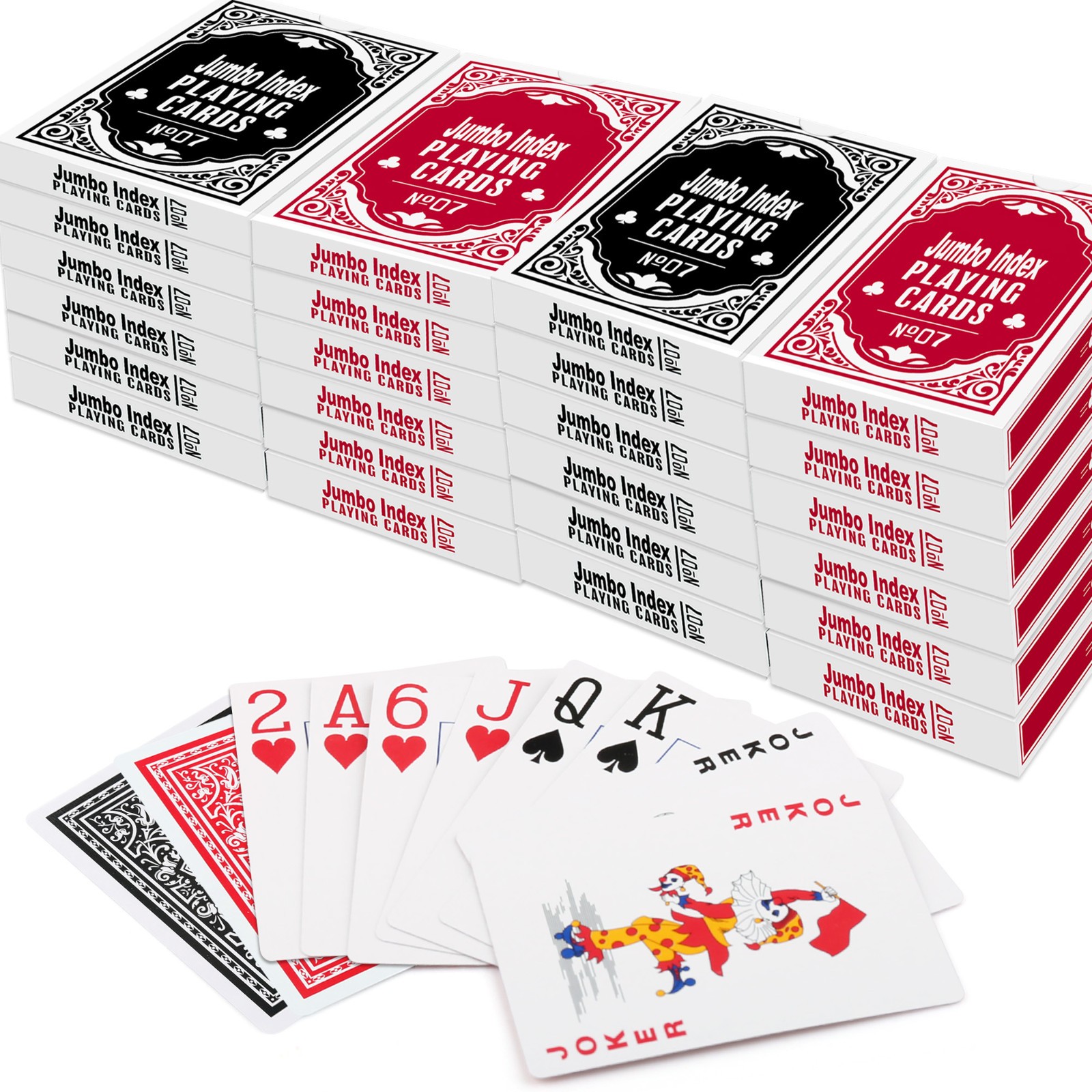 24 Decks Jumbo Playing Cards Large Print Poker Index Play Game Cards Black &Red 24 Decks Jumbo Playing Cards Large Print Poker Index Play Game Cards Black &Red