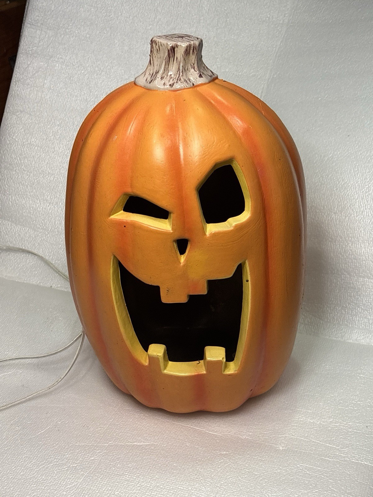 Vintage 16” Plastic Lighted Jack-O-Lantern Winking Eye Pumpkin Tested Working