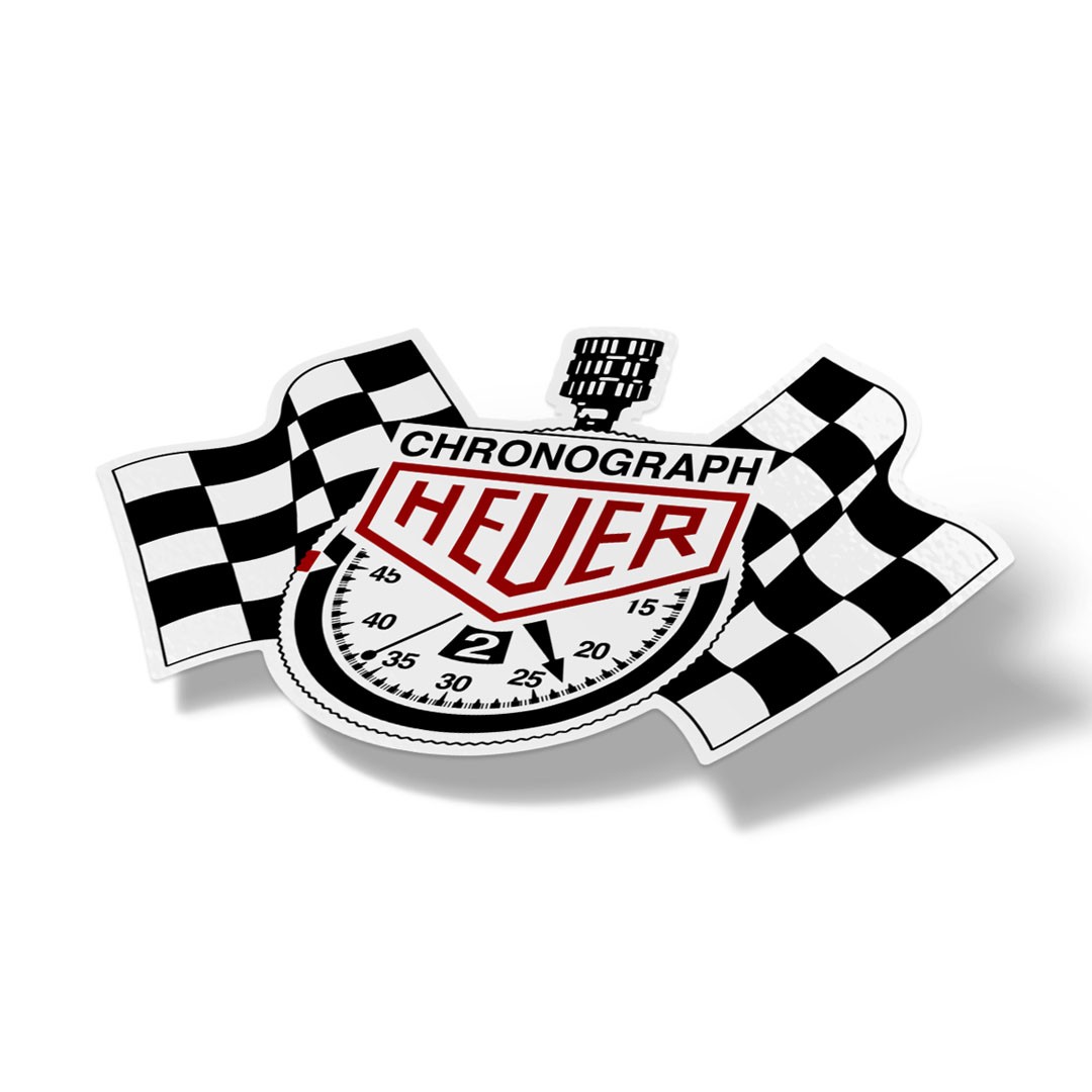 Chronograph Heuer Clock Flags Vintage Porsche IMSA Racing Sticker