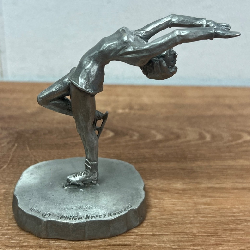 Philip Kraczkowski Pewter Statue 1979 Ice Figure Skater Philip Kraczkowski Pewter Statue 1979 Ice Figure Skater
