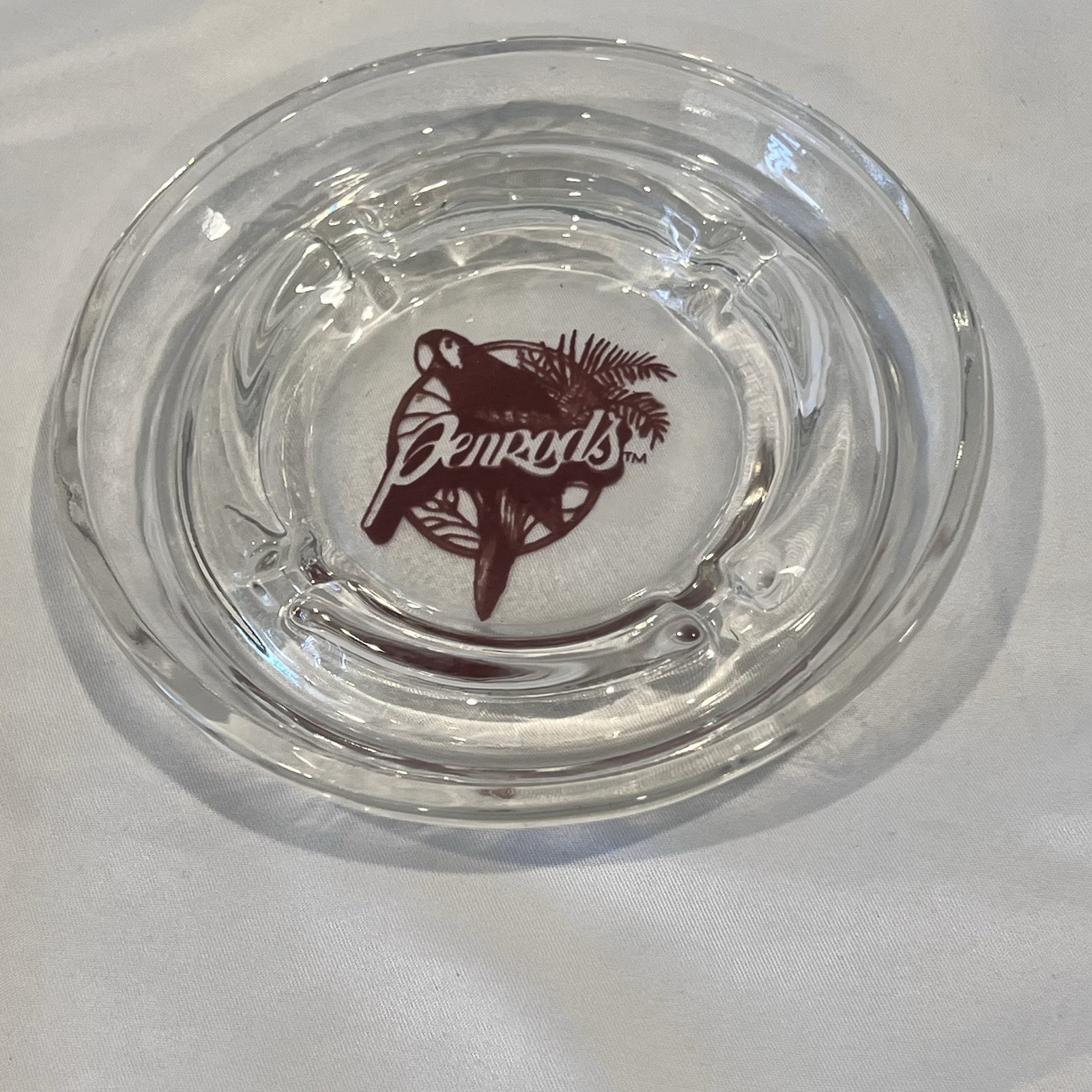 Vintage Penrod’s Fort Lauderdale Glass Ashtray Parrot Logo Bar Collectible
