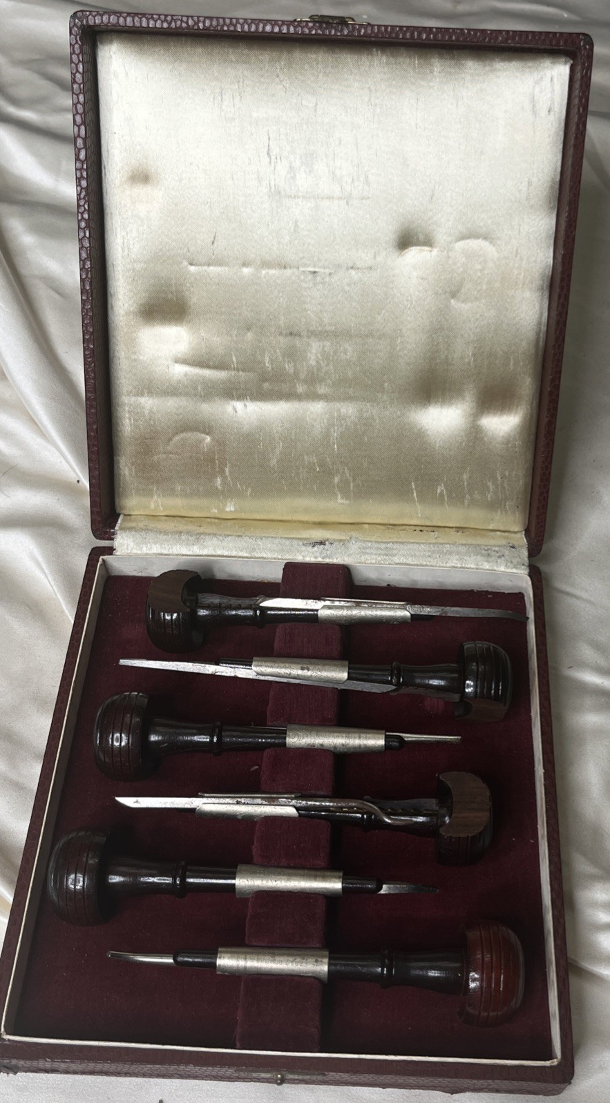 Stunning Set of Six EZRA BOWMAN Gravers DEAD MINT in Original Box