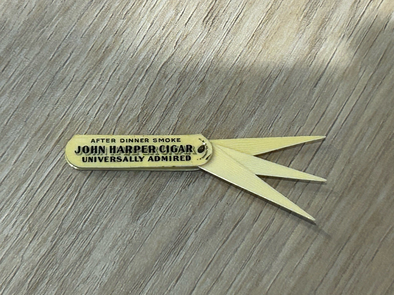 Rare Celluloid Cigar Draw Tool / Tobacciana / Collectible Advertise John Harper