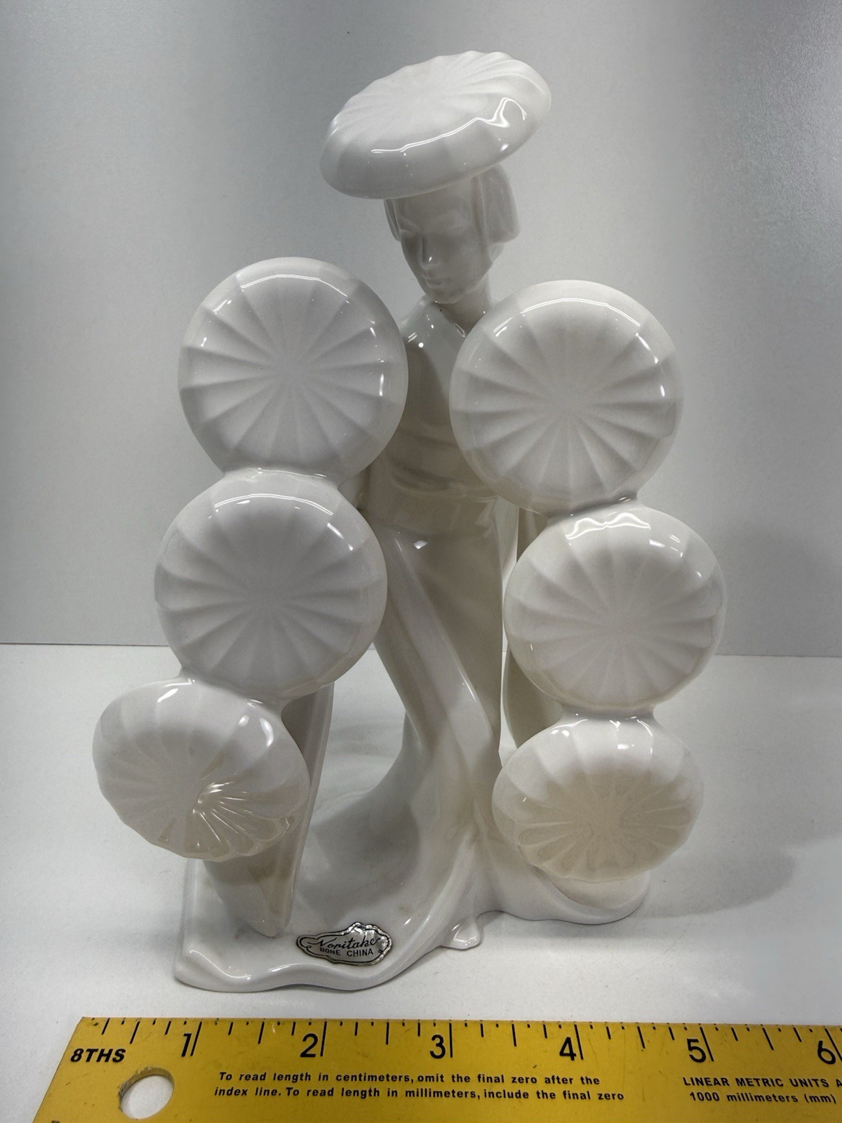 Vtg NORITAKE Figurine Nippon Toki Geisha Bone China Asian Art Japan Hat Dancer