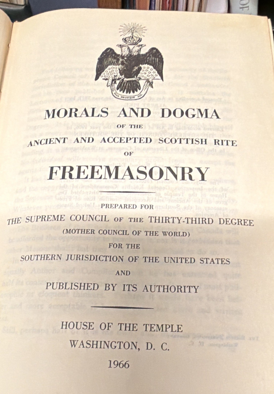Extra rare Morals and Dogma Scottish Rite of Freemasonry by Albert Pike 1966