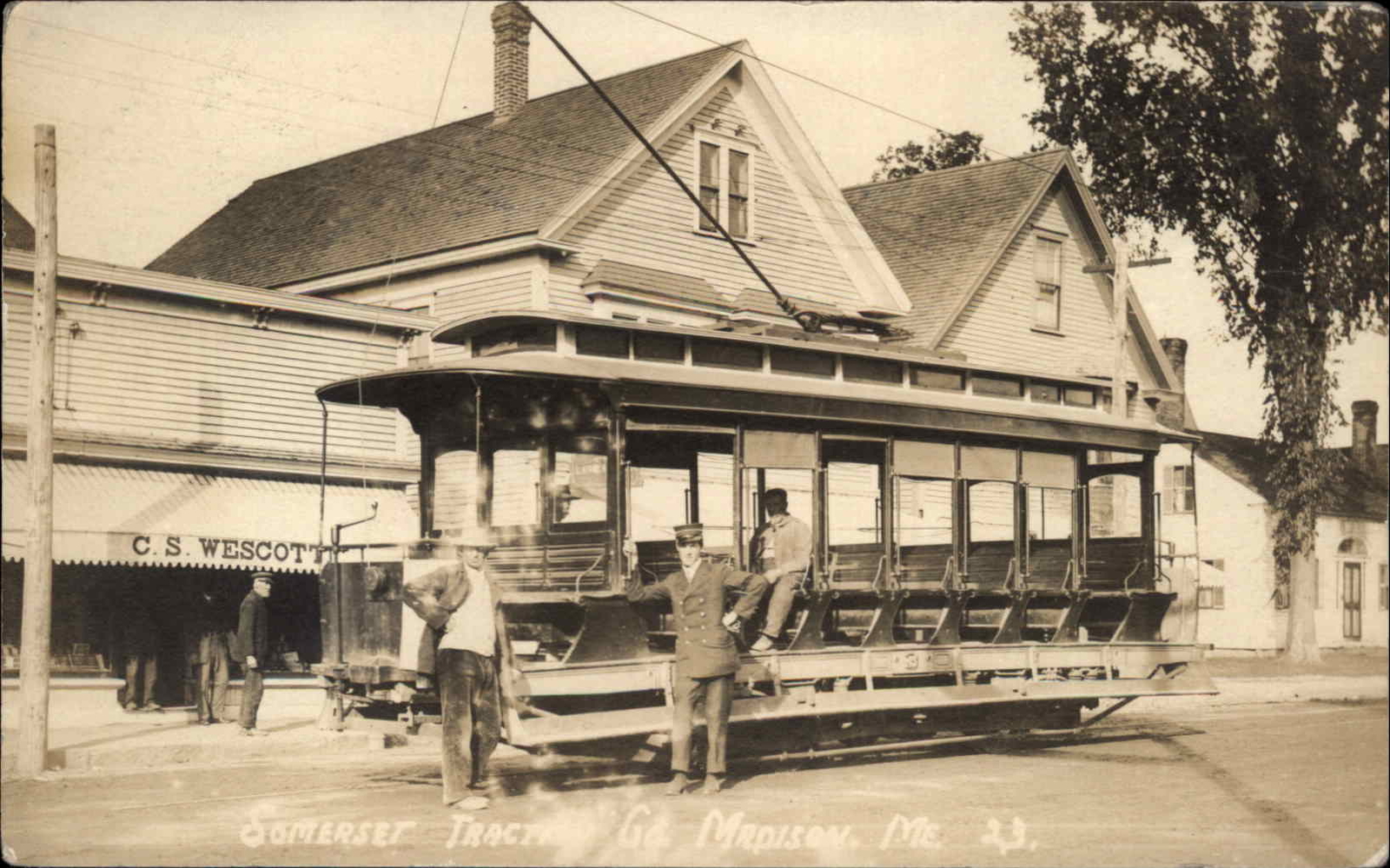 Vintage RPPC MADISON MAINE ME Somerset Traction TROLLEY STREETCAR