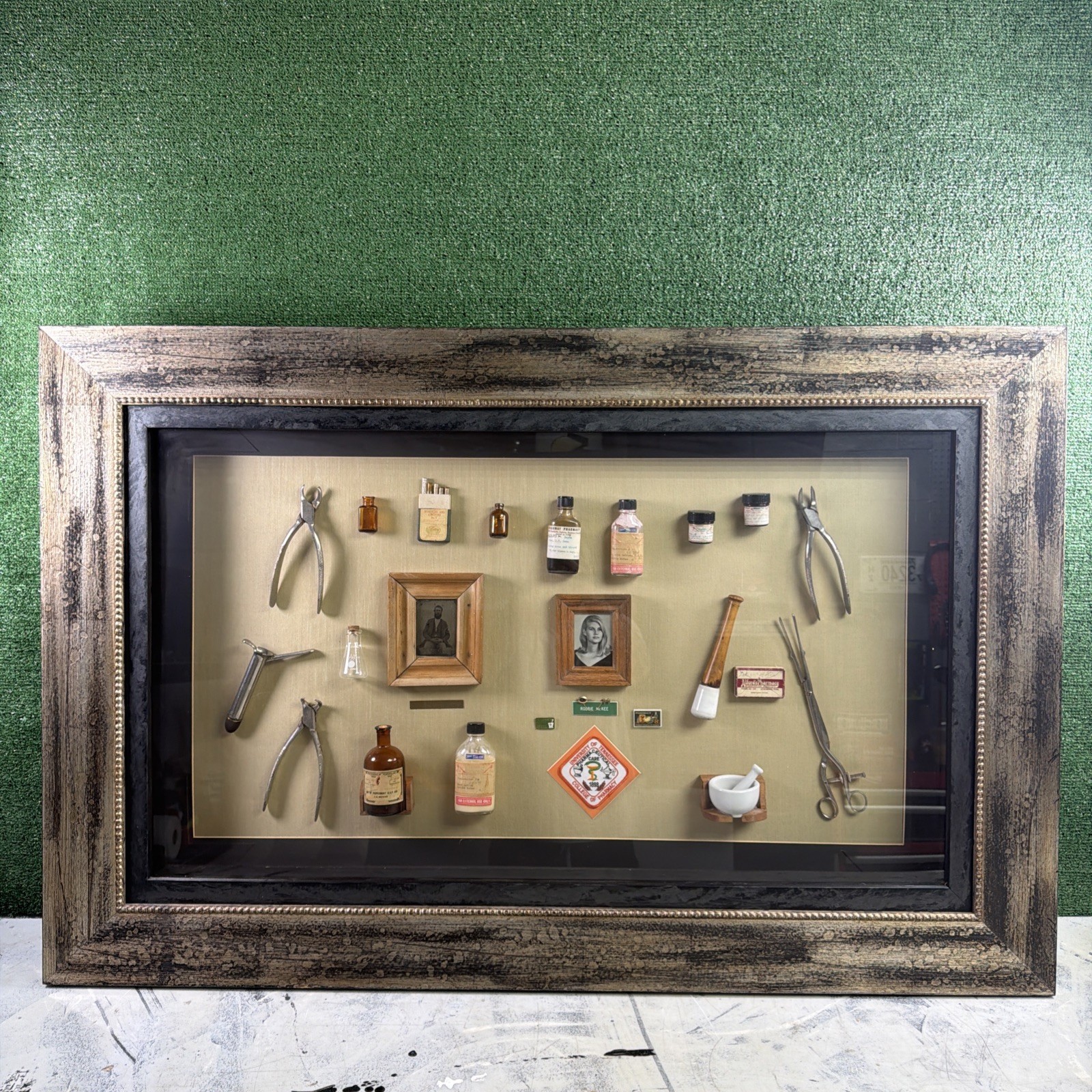 VINTAGE DOCTOR/PHARMACIST Medical Shadowbox Wall Art 3D Physicians Office 52x34