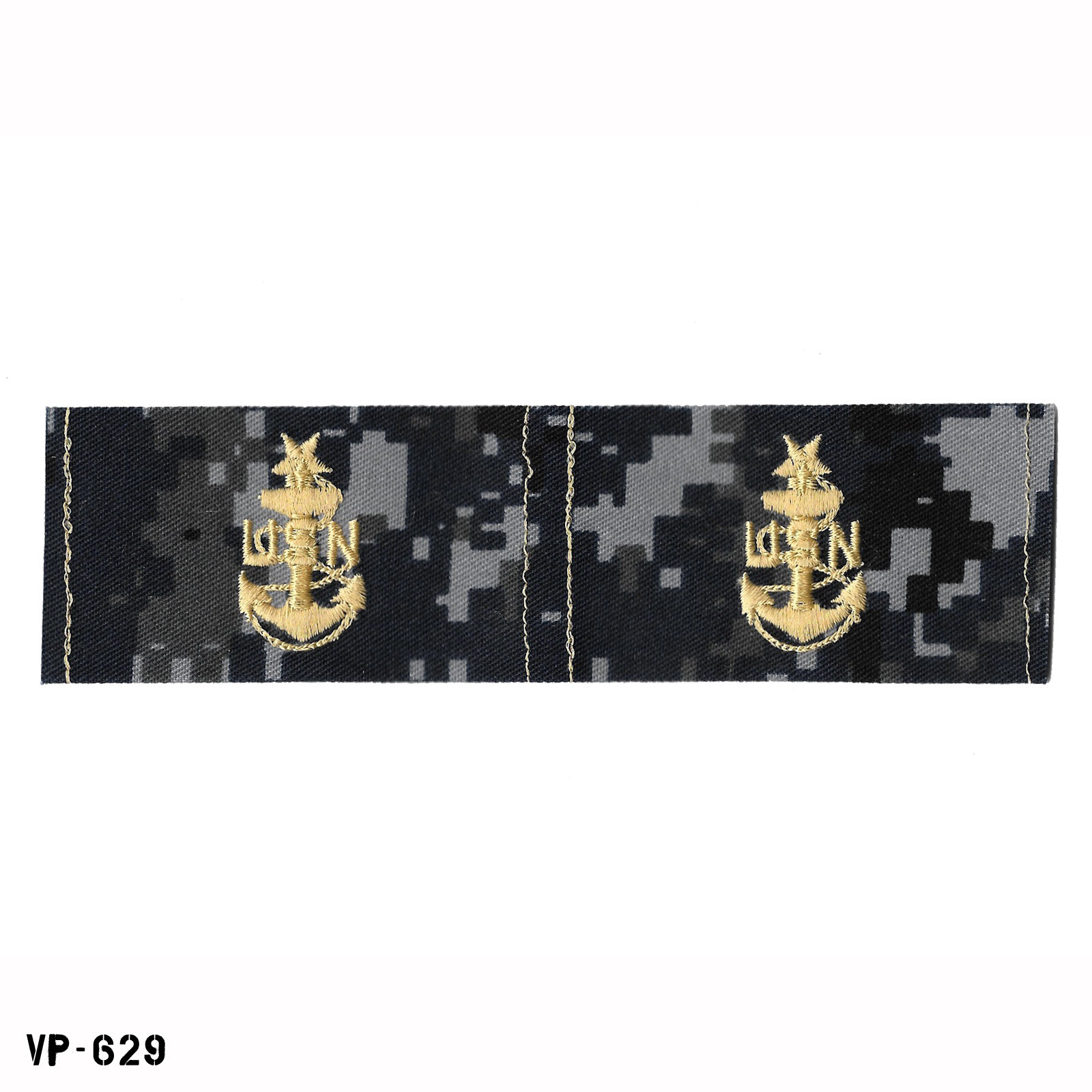 PAIR USN NWU BDG Blue Digital Collar Patches Senior Chief Petty Officer SRCPO