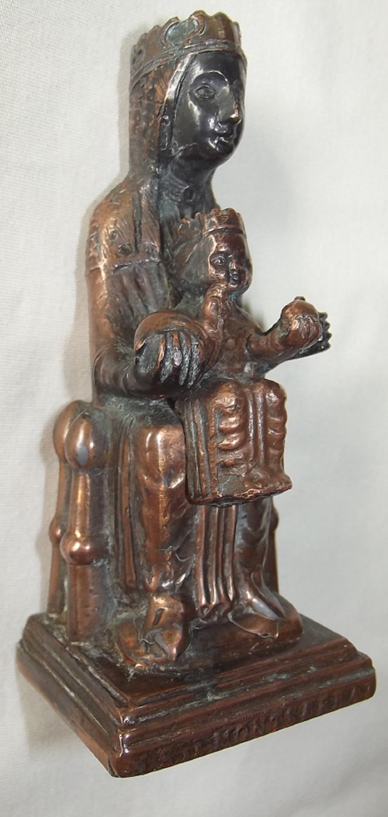 Copper Bronze Statuette Our Lady of Montserrat Lost Wax Style Black Madonna Fine