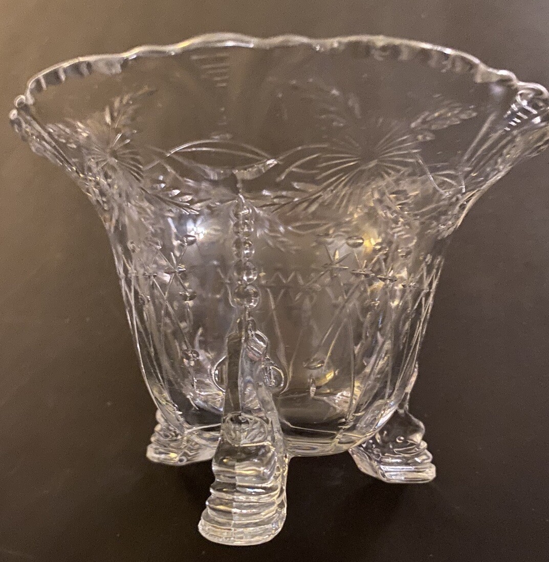 Vintage Etched Heisey Glass Scalloped Edge Bowl