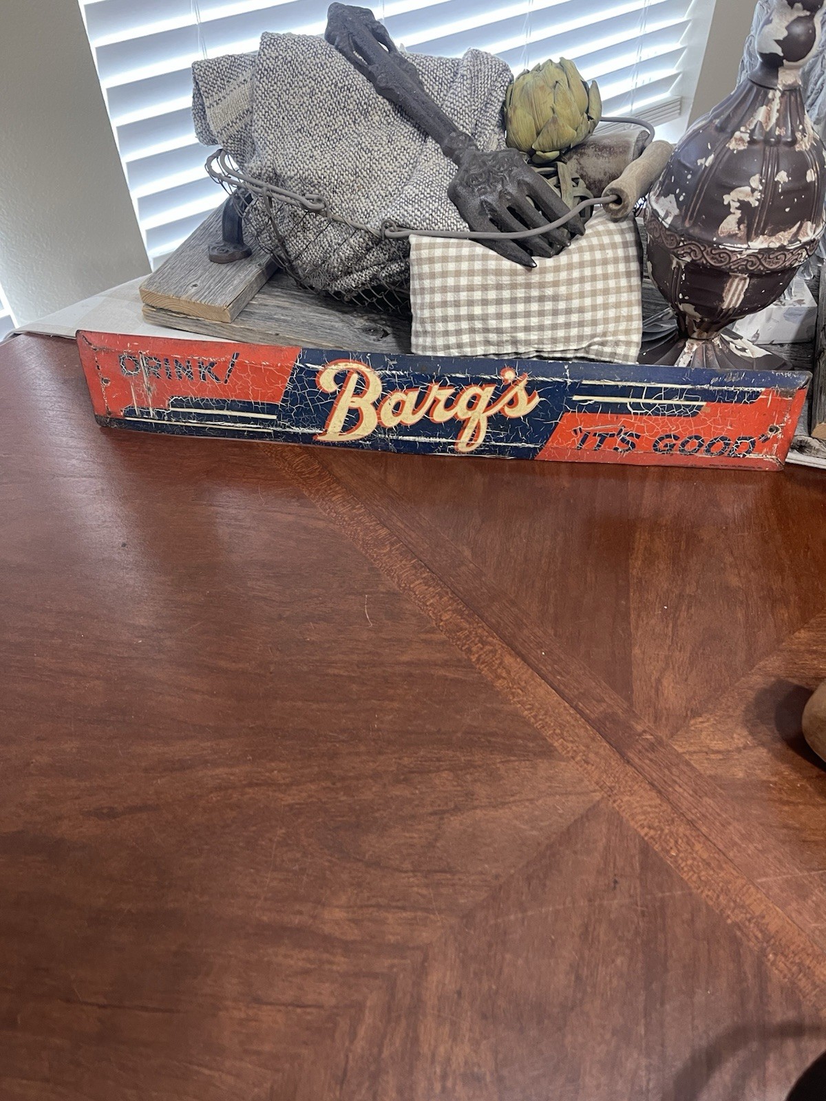 Vintage 1940s Barq's Root Beer Tin Sign Stout Sign Co St Louis MO Door Push