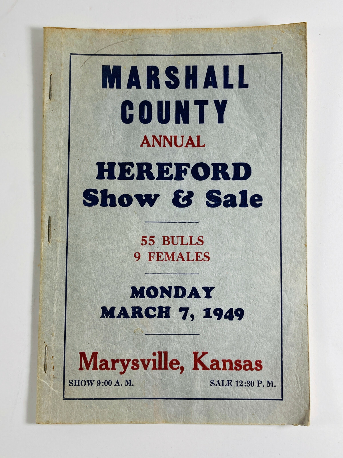1949 Marshall County Kansas Marysville KS County Fair Booklet vtg