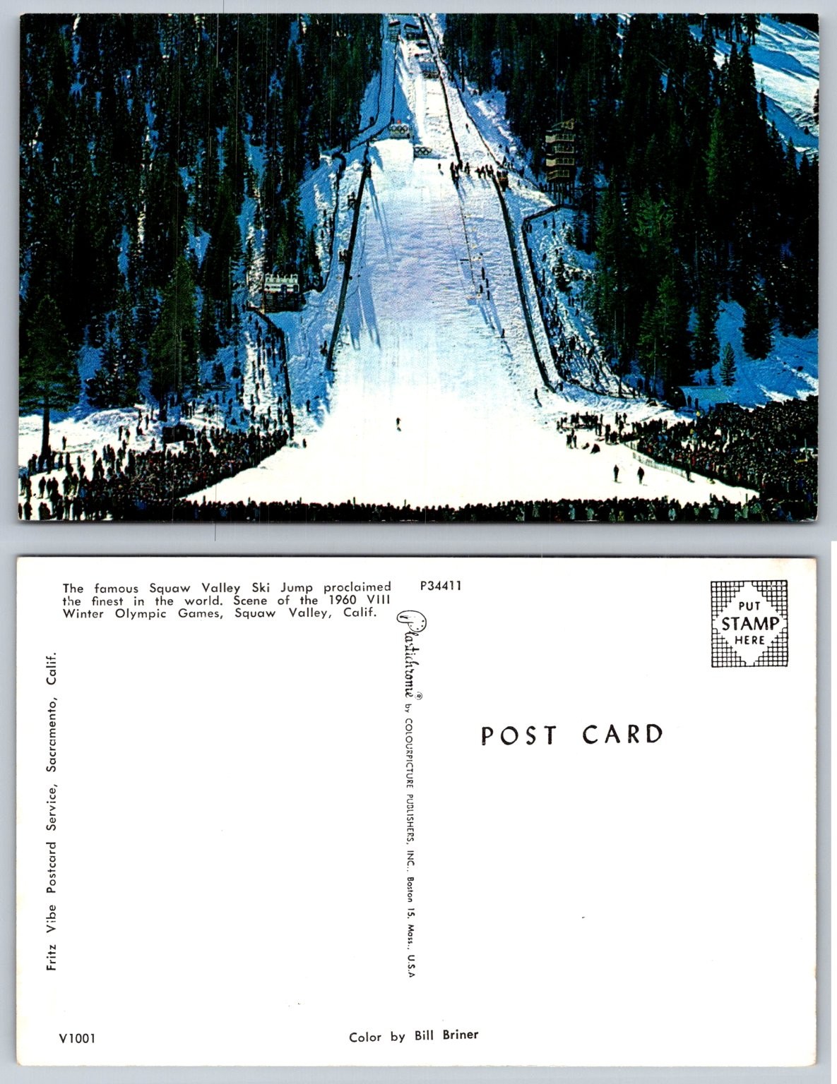 1960 Squaw Valley Winter Olympics Ski Jump Postcard Color by Bill Briner 1960 Squaw Valley Winter Olympics Ski Jump Postcard Color by Bill Briner
