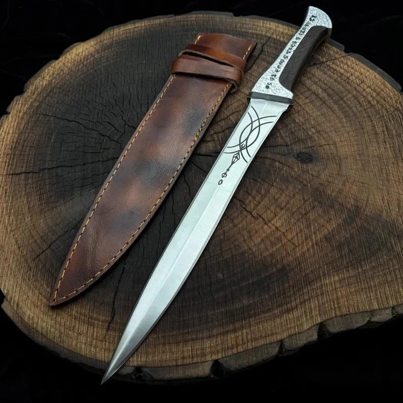 Handmade Dune Paul Atreides Crysknife with Leather Sheath | Famous Movie Knife