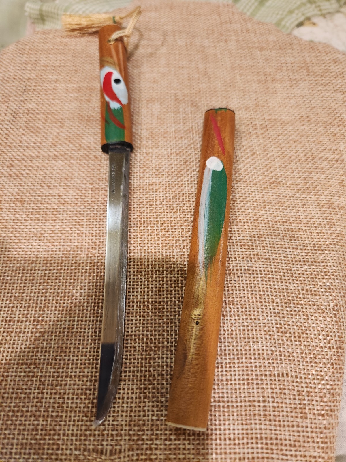 Vintage Hand-painted Wood Sword Style Letter Opener