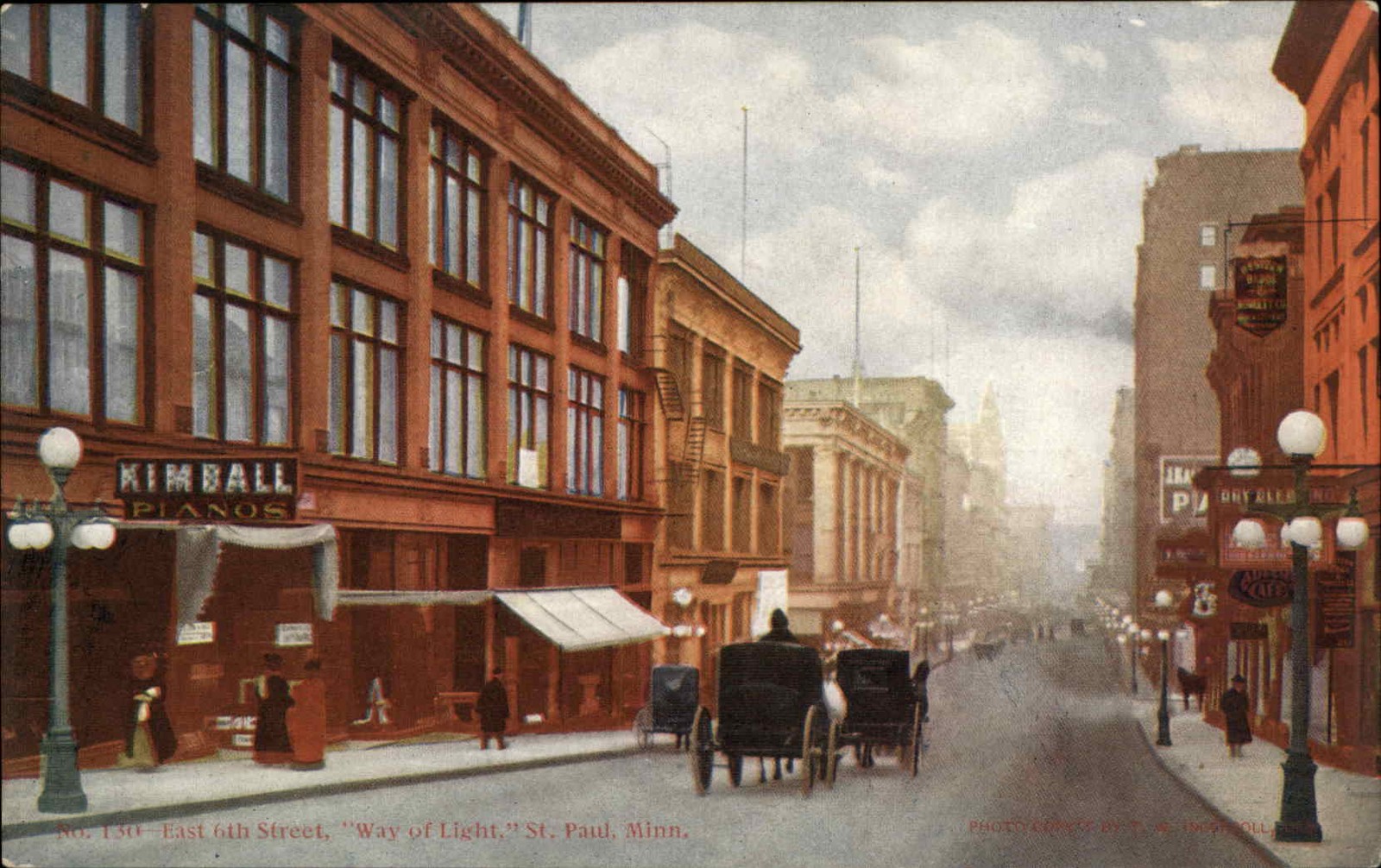 ST PAUL MINNESOTA MN East 6th Street Way of Light STREET SCENE Antique Postcard