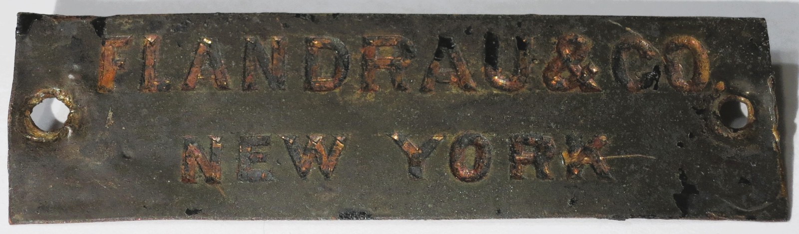 FLANDRAU & CO. New York Horse Carriage Buggy Makers Name Plate ANTIQUE 1870s