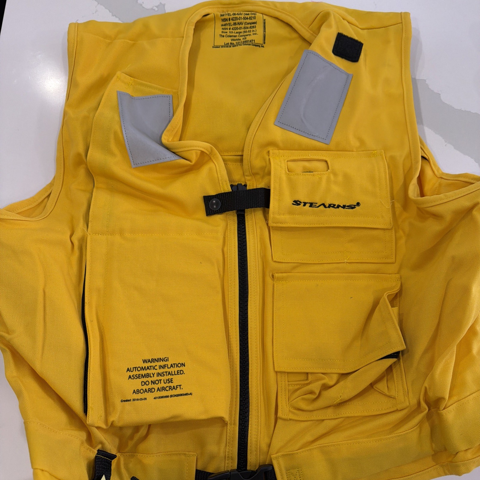 Sterns Flight Deck Life Vest Yellow XXL MK 1 Shell Only