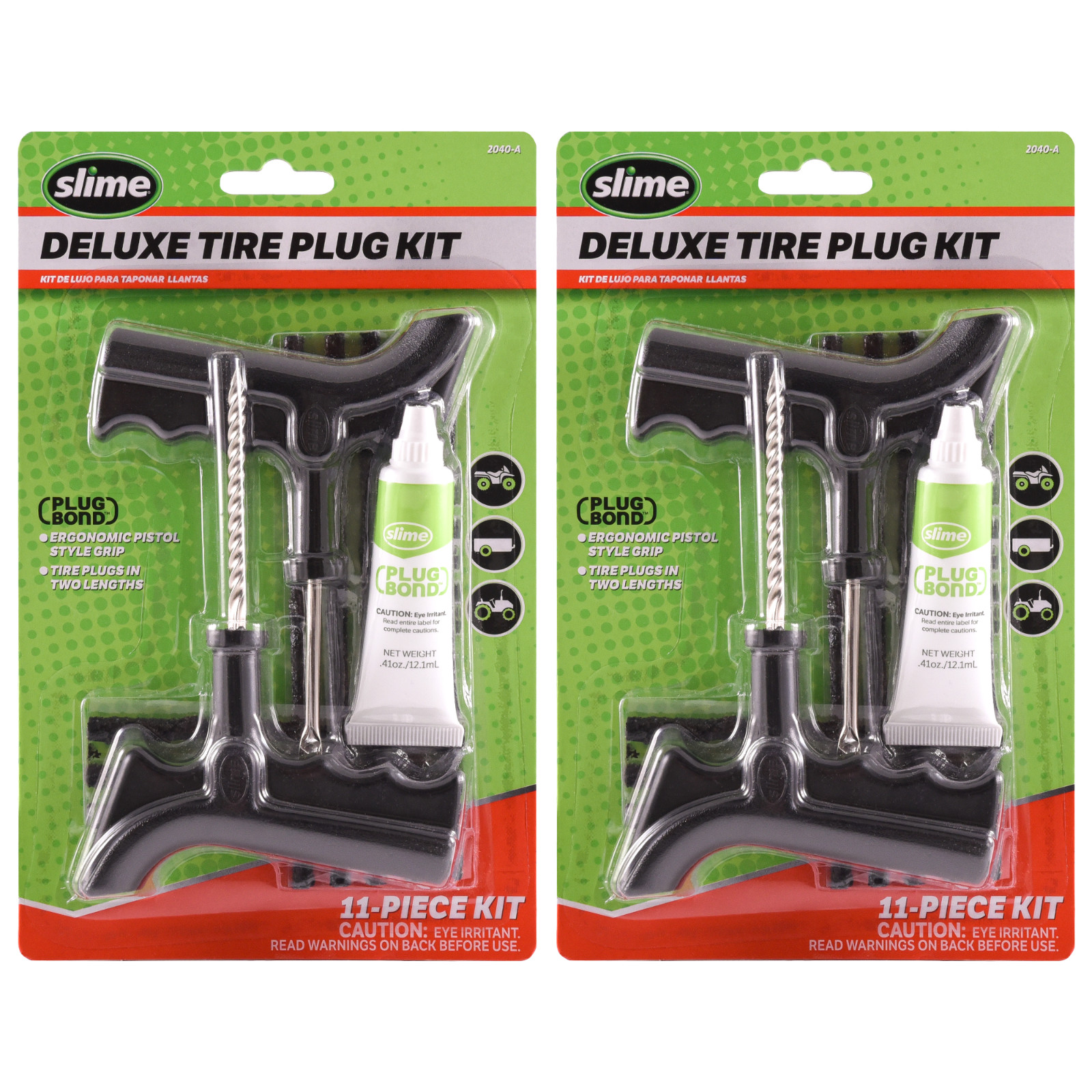2-Pack Slime 11-Piece Deluxe Tire Plug Kit with Plug Bond 2040-a