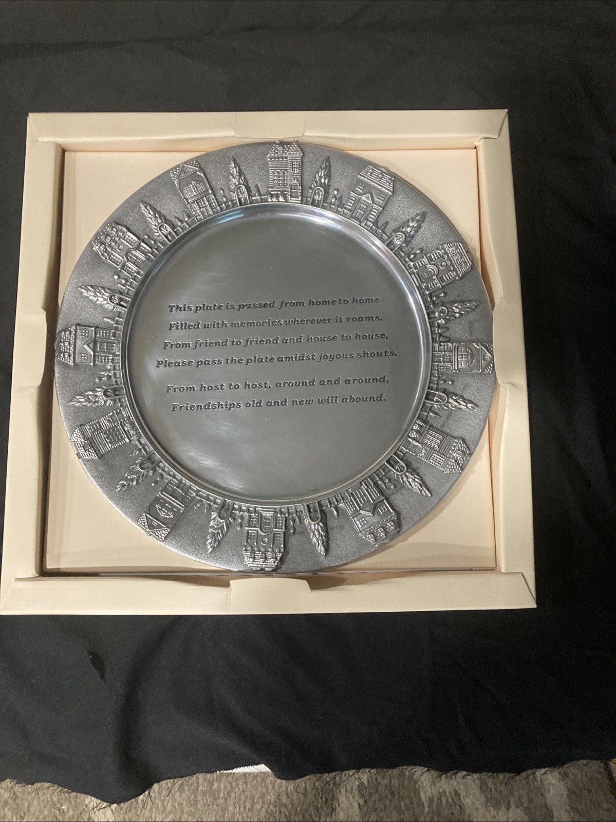 Lenox Village Friend To Friend Giving Metal Plate w Original Tag And Box Lenox Village Friend To Friend Giving Metal Plate w Original Tag And Box