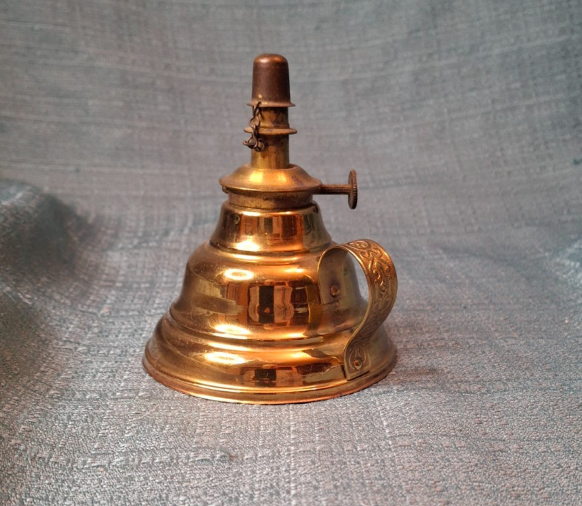 Rare 1863 Blackman’s Patent Brass Finger Lamp Complete w/ Snuffer Civil War Era