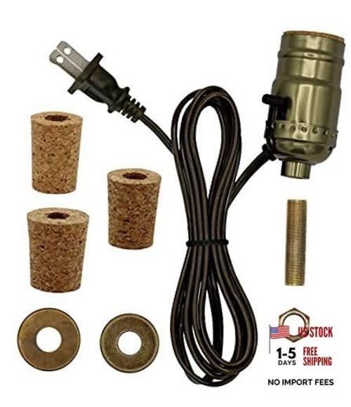 Pre-Wired Bottle Lamp Kit, Easily Convert Any Bottle Into A Antique Brass